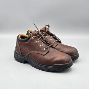 Timberland Men's Size 8 W Wide US PRO TiTAN Brown Alloy Toe Oxford Work Shoes